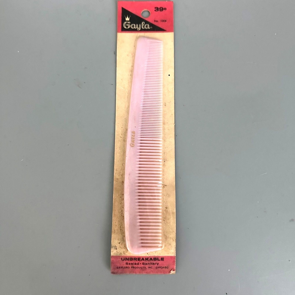 Vintage Gayla Pink Hair Comb Unbreakable No 1008 Gaylord Products Chicago NOS